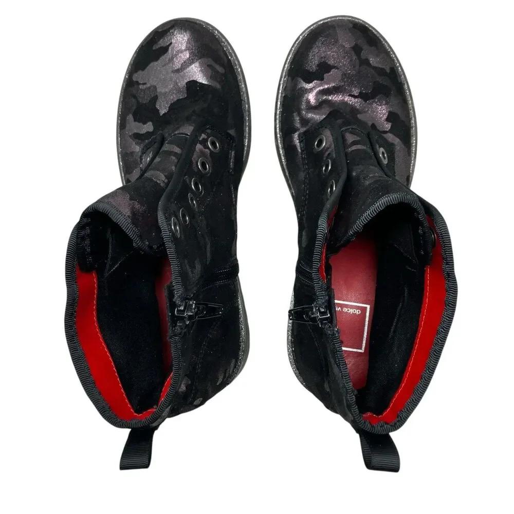 Dolce Vita Girls Black‎ Camo Ankle Combat Boots Moto Casual Everyday